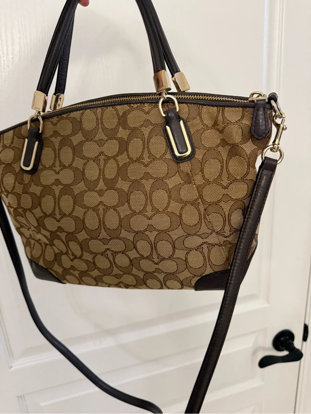 COACH 36181 Outlined Small Signature Kelsey Khaki Brown Tote Satchel